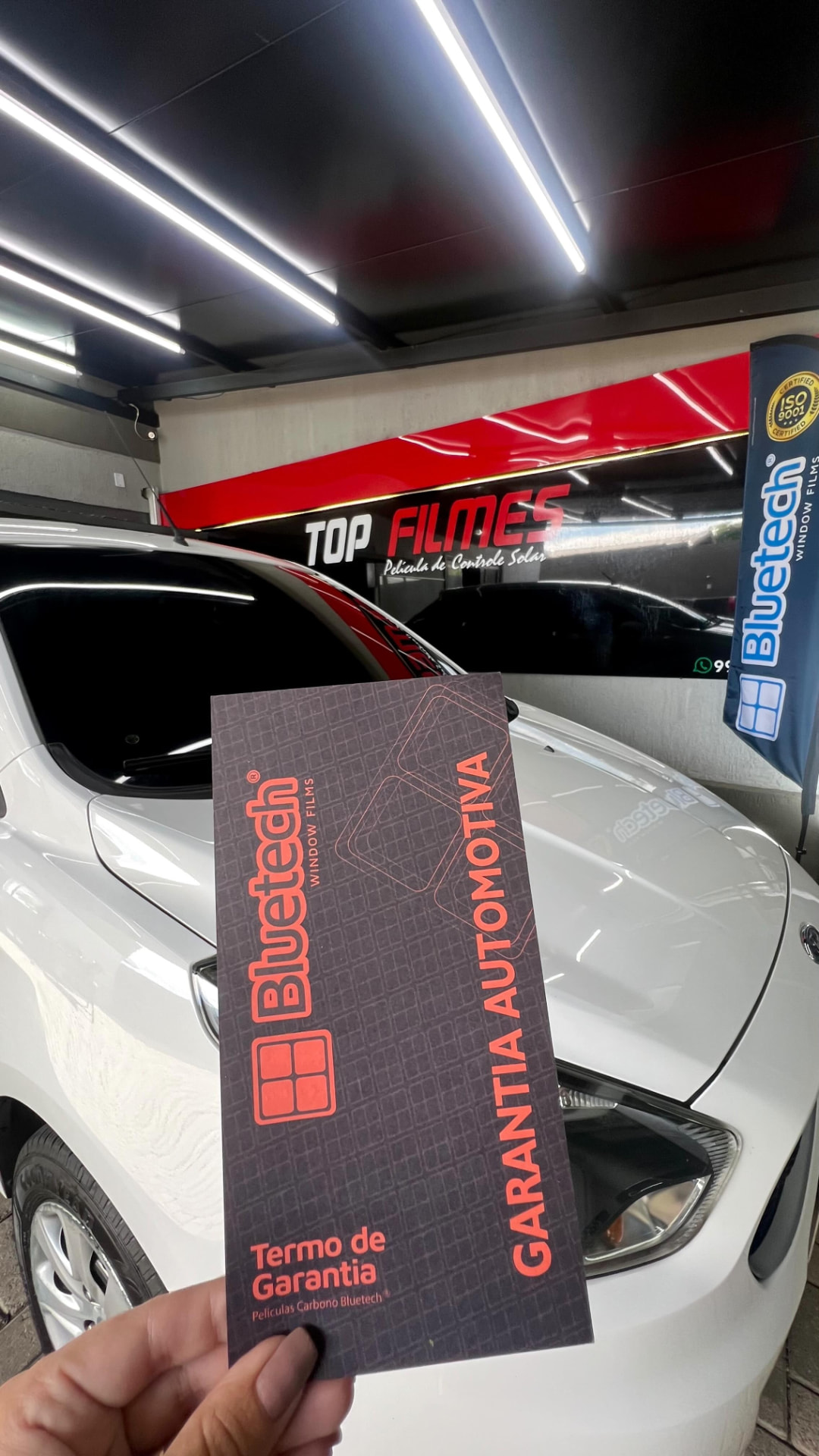 Termo de garantia de película automotiva Bluetech na Top Films